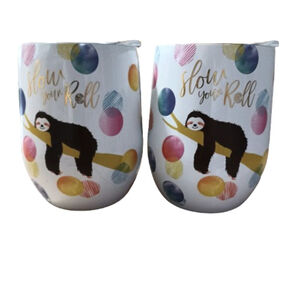 3/$15 MUGS!Hobby Lobby Sloth 'Slow Your Roll' 12oz Tumblers Set White Mules Cups